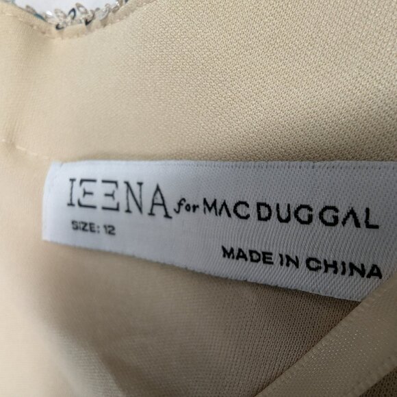 Ieena for Mac Duggal Sequin Wrap Evening Gown Gold SEQUINED 3/4 Sleeve Size 12 - Picture 8 of 8